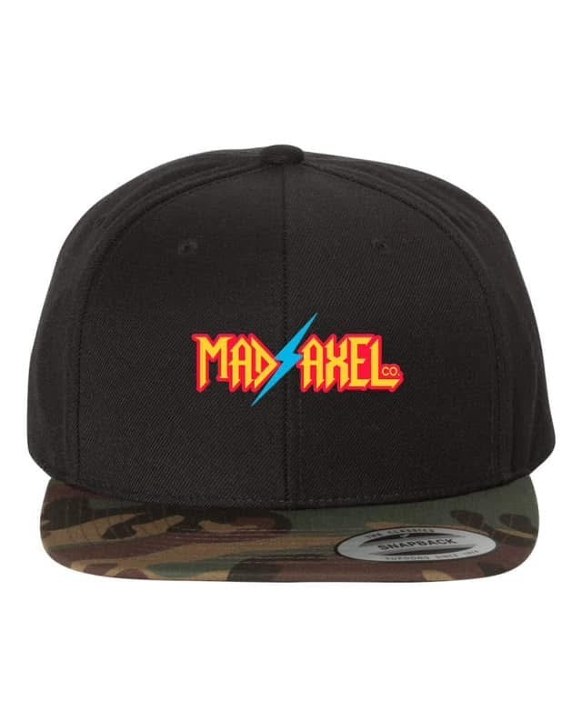 Mad Axel Co. "Blue Lightning Bolt" Black/Camo SnapBack Hat