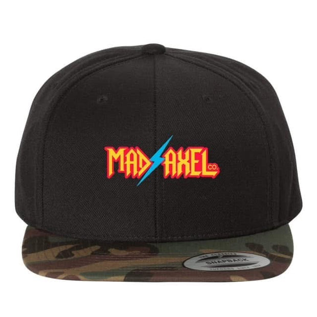Mad Axel Co. "Blue Lightning Bolt" Black/Camo SnapBack Hat