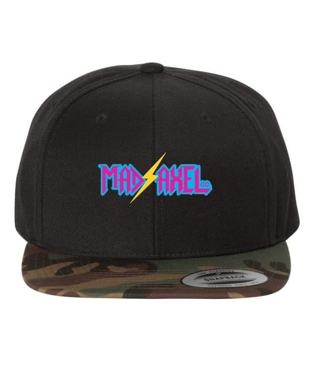 Mad Axel Co. "Yellow Lightning Bolt" Black/Camo SnapBack Hat