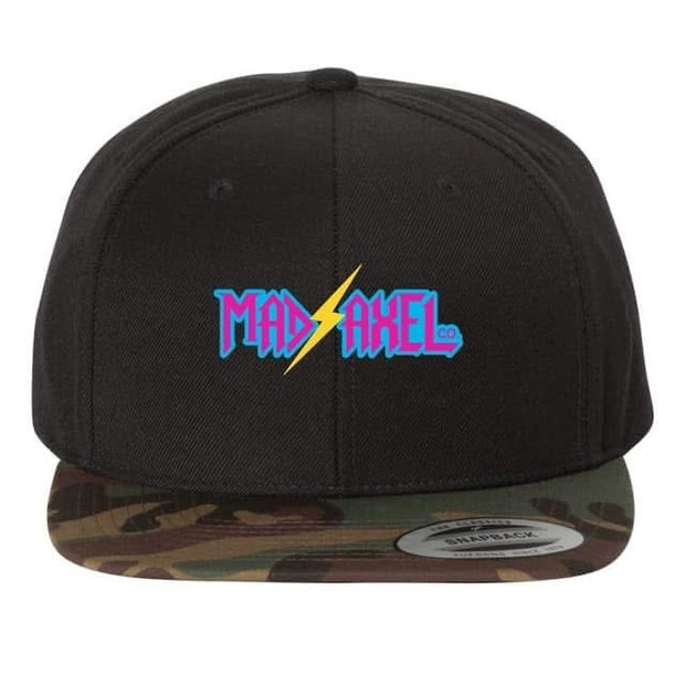 Mad Axel Co. "Yellow Lightning Bolt" Black/Camo SnapBack Hat