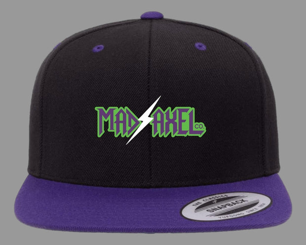 Mad Axel Co. "White Lightning Bolt" Black/Purple SnapBack Hat