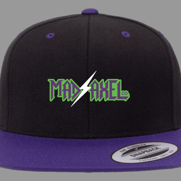 Mad Axel Co. "White Lightning Bolt" Black/Purple SnapBack Hat