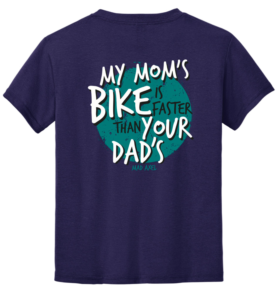 Mad Axel Co. "Mom's Faster Than Dad's" Purple/Teal Children's T-Shirt