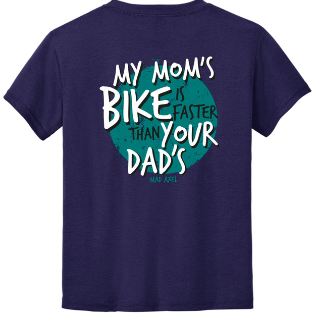 Mad Axel Co. "Mom's Faster Than Dad's" Purple/Teal Children's T-Shirt